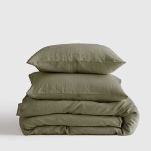 New! European Linen Duvet Cover Set Willowleaf | Queen / Full
